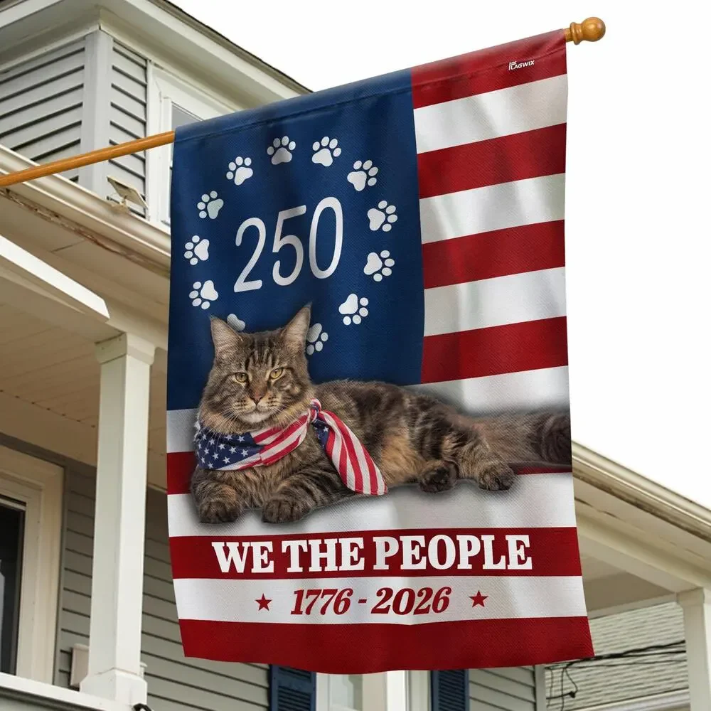 Maine Coon Cat Flag 250th Bicentennial We The People US American 29x39
